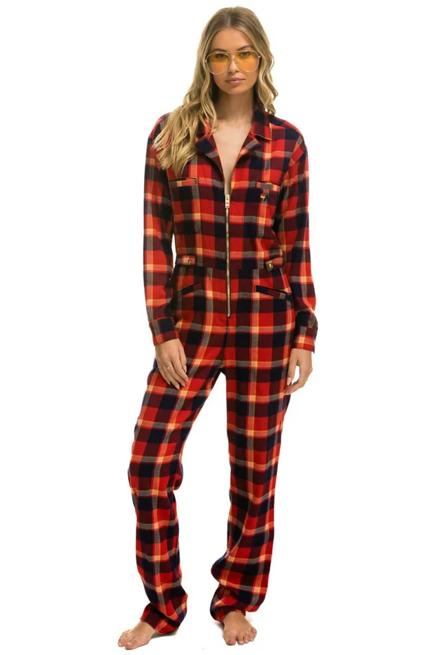 Women UNISEX PLAID FLIGHT SUIT 8211 RUGBY PLAID Aviator Nation Outerwear