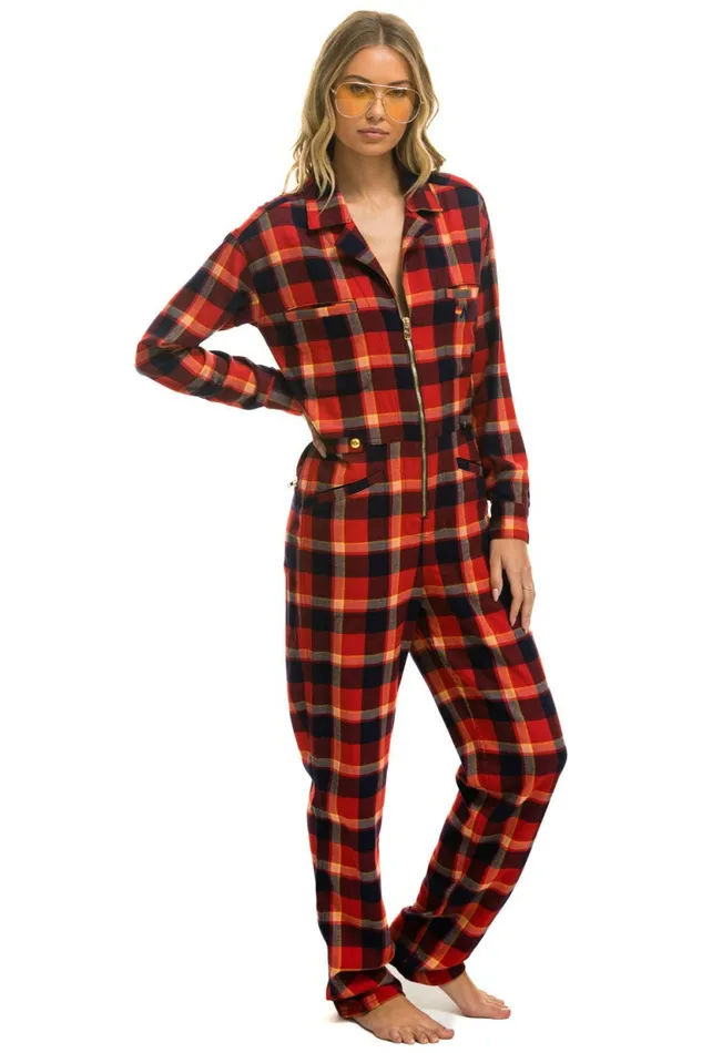Women UNISEX PLAID FLIGHT SUIT 8211 RUGBY PLAID Aviator Nation Outerwear Women UNISEX PLAID FLIGHT SUIT 8211 RUGBY PLAID Aviator Nation Outerwear