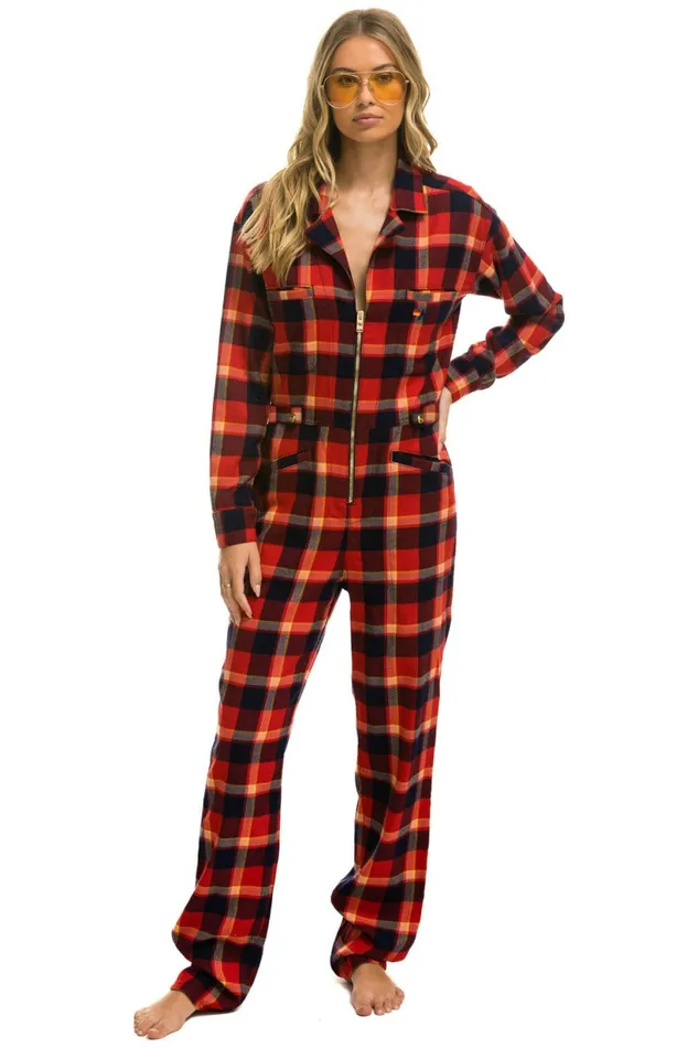 Women UNISEX PLAID FLIGHT SUIT 8211 RUGBY PLAID Aviator Nation Outerwear Women UNISEX PLAID FLIGHT SUIT 8211 RUGBY PLAID Aviator Nation Outerwear