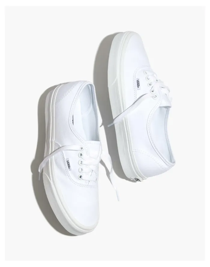 Women Vans Unisex Authentic Lace Up Sneakers In White Canvas True White Madewell Sneakers