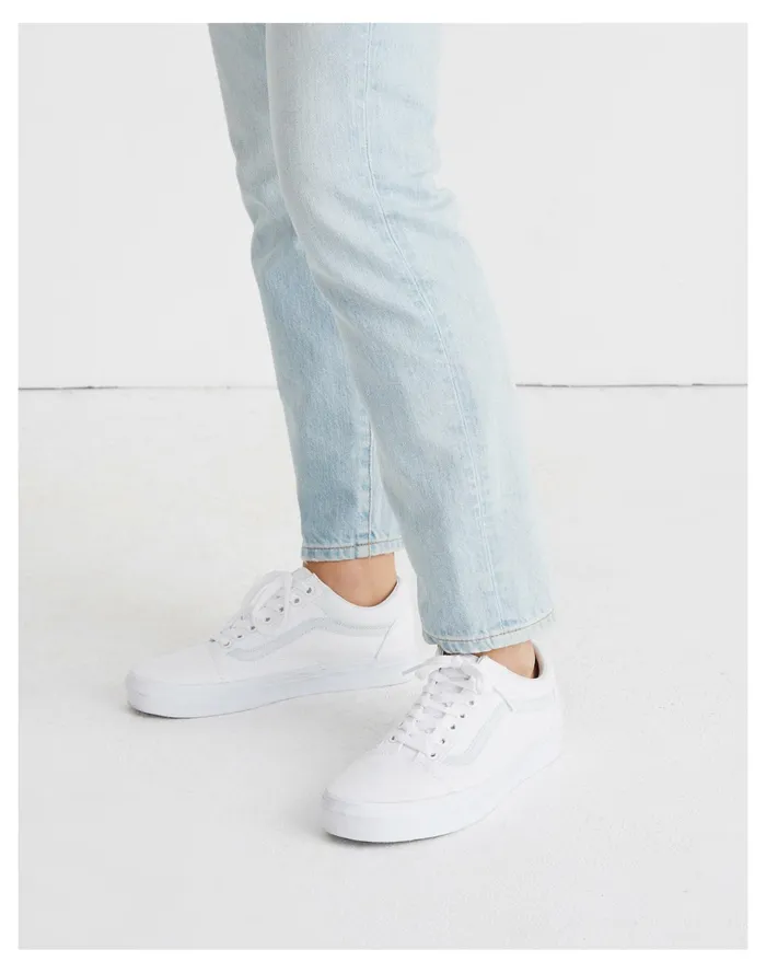 Women Vans Unisex Old Skool Lace Up Sneakers In Canvas And Suede True White Madewell Sneakers Women Vans Unisex Old Skool Lace Up Sneakers In Canvas And Suede True White Madewell Sneakers