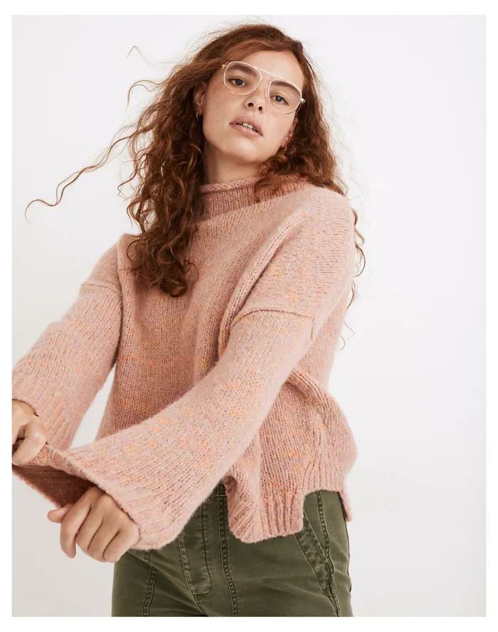 Women Varina Mockneck Pullover Sweater Marled Cottoncandy Madewell Sweaters