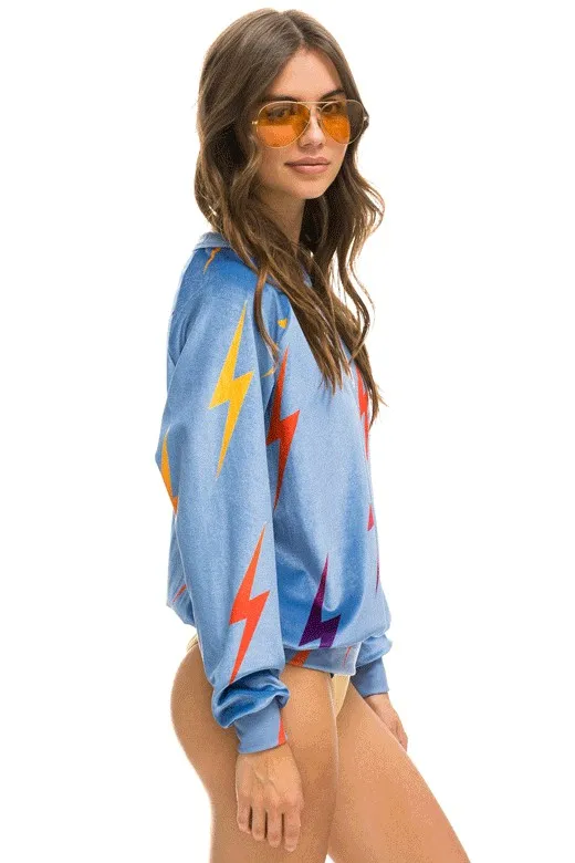 Women VELVET BOLT REPEAT CREW SWEATSHIRT 8211 BLUE Aviator Nation UnisexCrewSweatshirt Women VELVET BOLT REPEAT CREW SWEATSHIRT 8211 BLUE Aviator Nation UnisexCrewSweatshirt