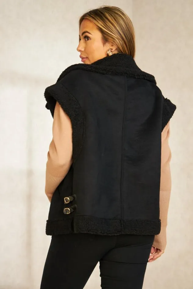 Women Veste Aviateur Sans Manches Noire En Sudine Et Peau De Mouton Black Brentiny Paris Jackets Women Veste Aviateur Sans Manches Noire En Sudine Et Peau De Mouton Black Brentiny Paris Jackets