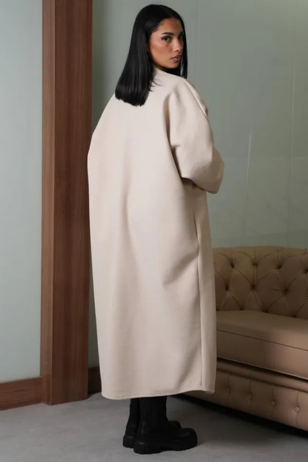 Women Veste Beige Longue Texture Beige Brentiny Paris White Tops