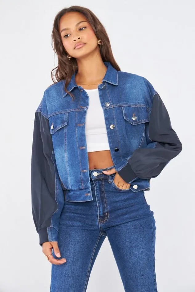 Women Veste En Jean Bleu BiMatire Blue Brentiny Paris Jackets