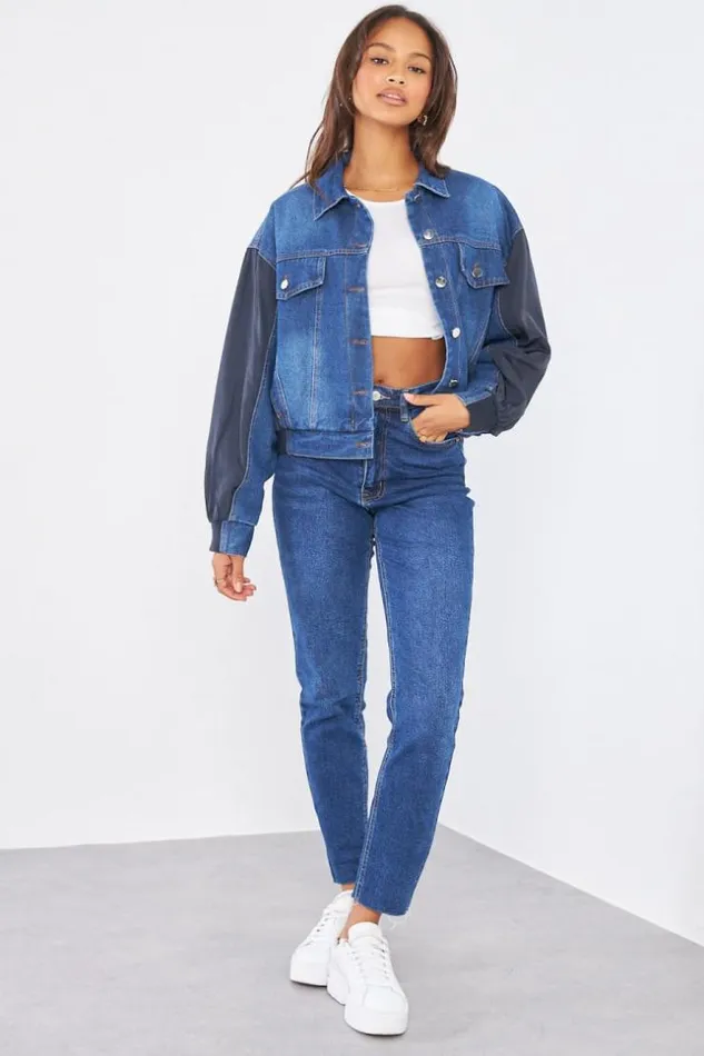 Women Veste En Jean Bleu BiMatire Blue Brentiny Paris Jackets