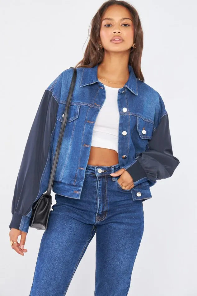 Women Veste En Jean Bleu BiMatire Blue Brentiny Paris Jackets