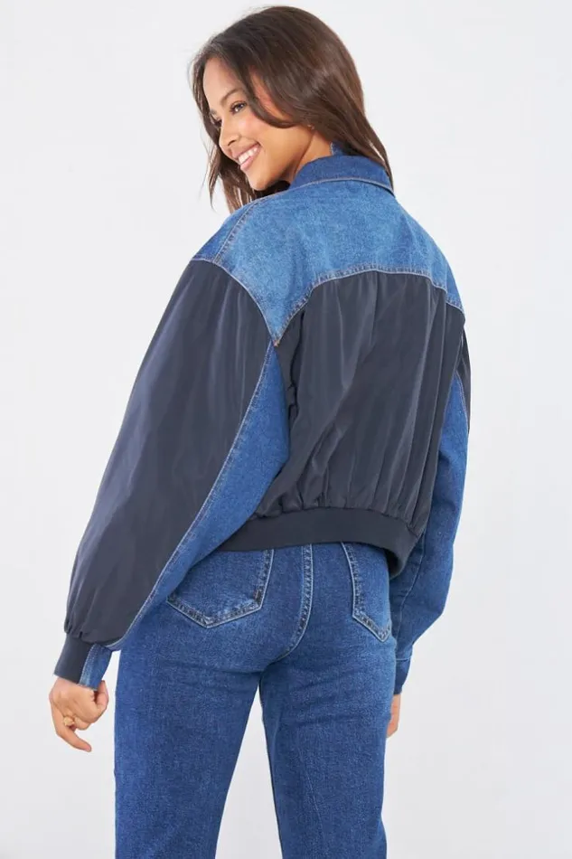 Women Veste En Jean Bleu BiMatire Blue Brentiny Paris Jackets