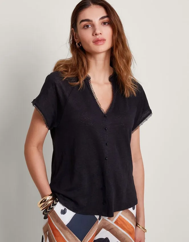 Women Viora Linen TShirt Black Monsoon Tops and Blouses