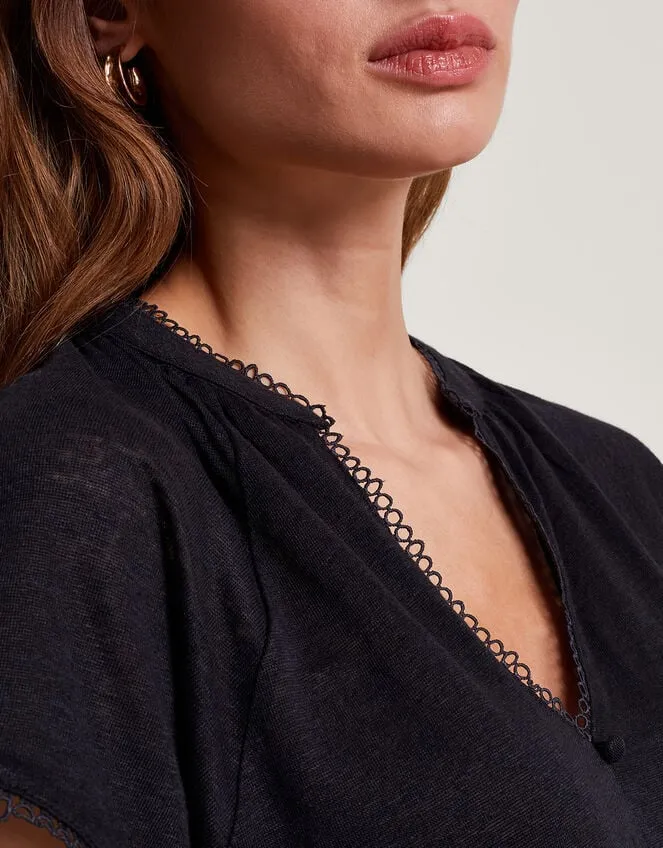 Women Viora Linen TShirt Black Monsoon Tops and Blouses