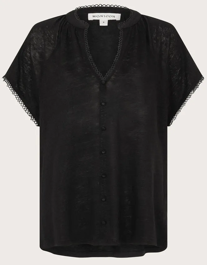 Women Viora Linen TShirt Black Monsoon Tops and Blouses
