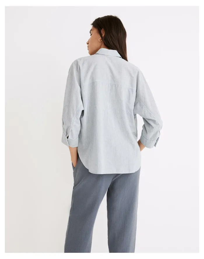 Women Wellesley Oversized Seamed Shirt In Stripe Bci Ctn Linen Railroad Madewell Tops and Shirts Women Wellesley Oversized Seamed Shirt In Stripe Bci Ctn Linen Railroad Madewell Tops and Shirts