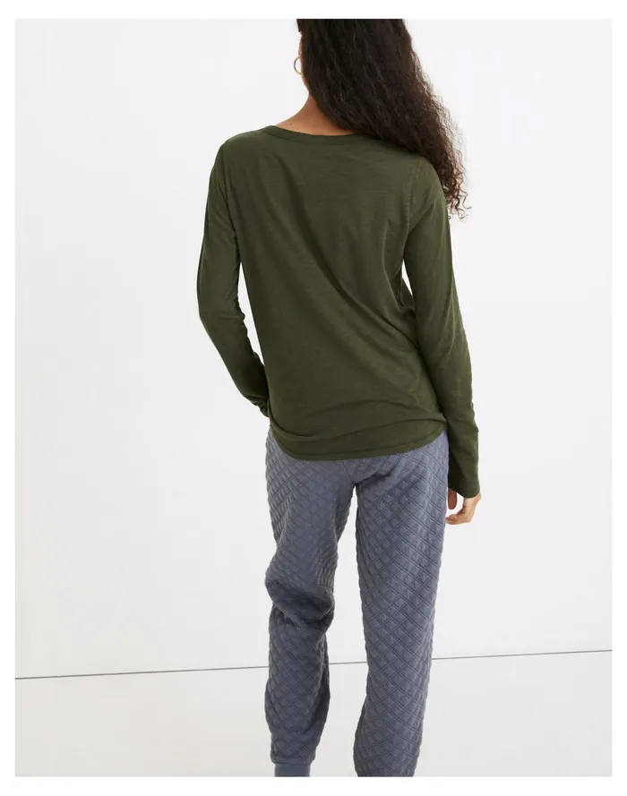 Women Whisper Cotton Rib Crewneck Long Sleeve Tee Dark Forest Madewell Tees Women Whisper Cotton Rib Crewneck Long Sleeve Tee Dark Forest Madewell Tees