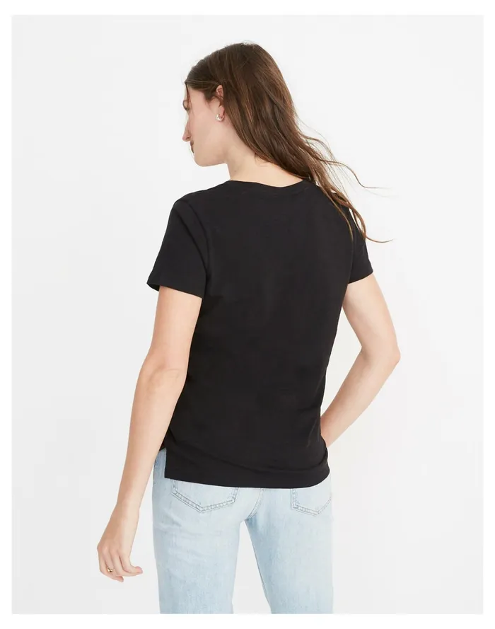 Women Whisper Cotton V Neck Pocket Tee True Black Madewell Tees Women Whisper Cotton V Neck Pocket Tee True Black Madewell Tees