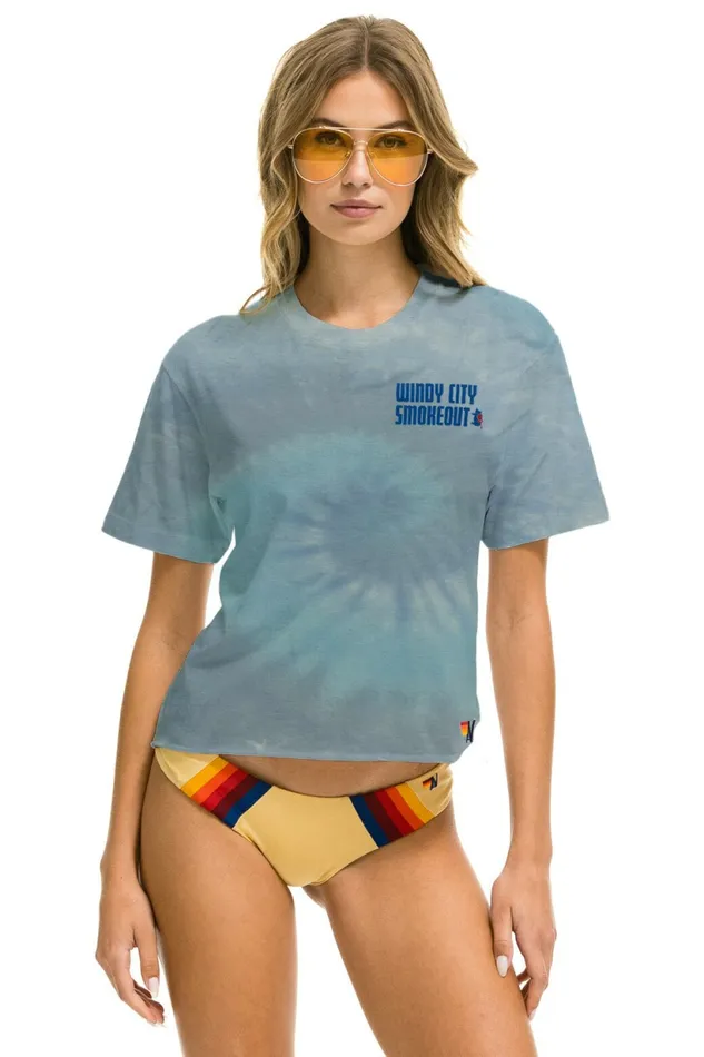 Women WINDY CITY SMOKEOUT 2023 BOYFRIEND TEE 8211 TIE DYE HEATHER BLUE Aviator Nation UnisexTees Women WINDY CITY SMOKEOUT 2023 BOYFRIEND TEE 8211 TIE DYE HEATHER BLUE Aviator Nation UnisexTees
