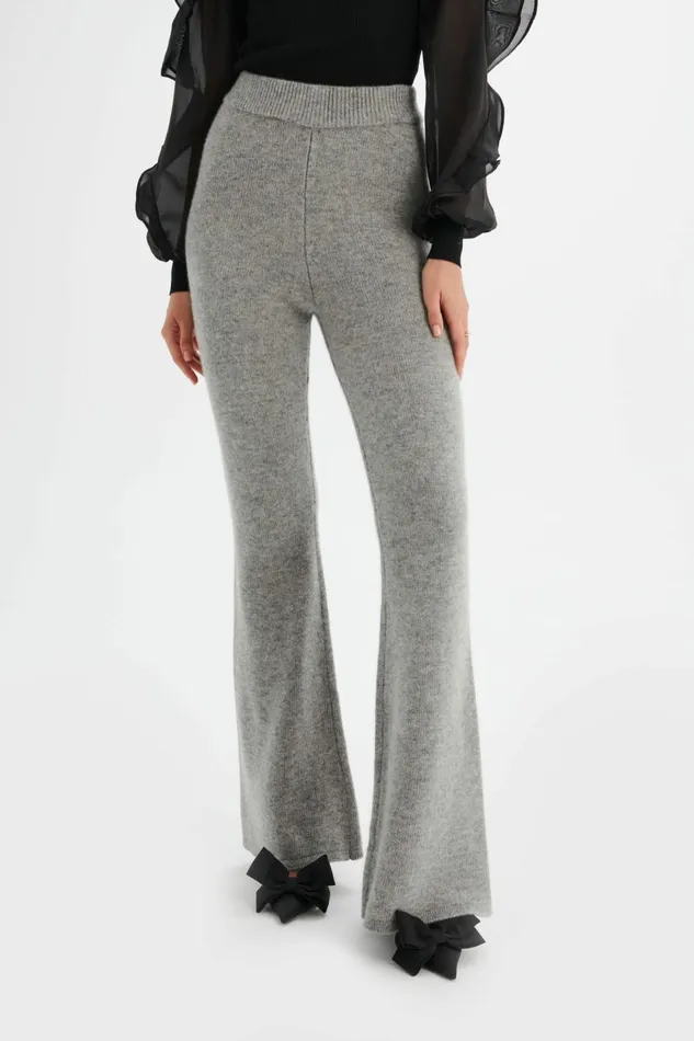 Women Winter Knitwear Lavish Alice AYZEL Knitted Cashmere Blend Fit and Flare Trousers In Grey Grey