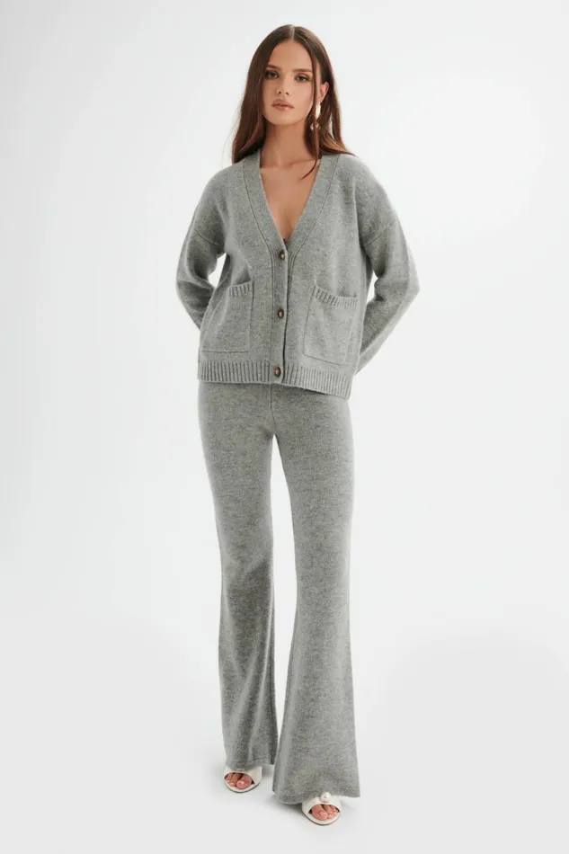 Women Winter Knitwear Lavish Alice NELLA Knitted Cashmere Blend Relaxed Cardigan In Grey Grey