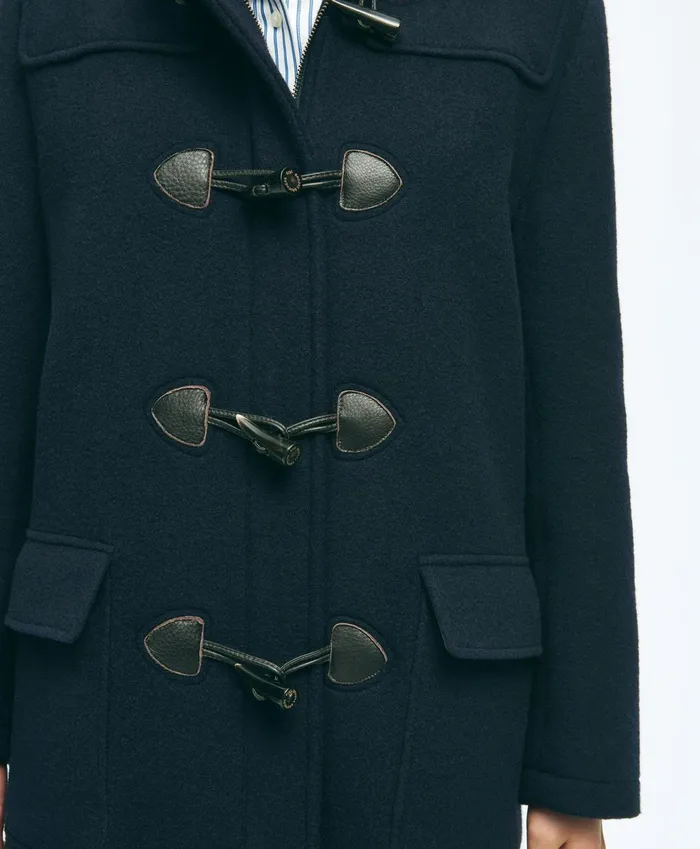 Women Wool Twill Hooded Toggle Coat Navy Brooks Brothers Coats and Jackets