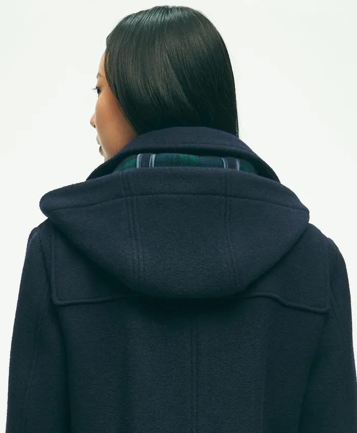 Women Wool Twill Hooded Toggle Coat Navy Brooks Brothers Coats and Jackets