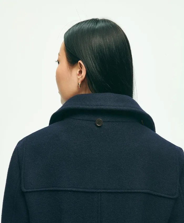 Women Wool Twill Hooded Toggle Coat Navy Brooks Brothers Coats and Jackets
