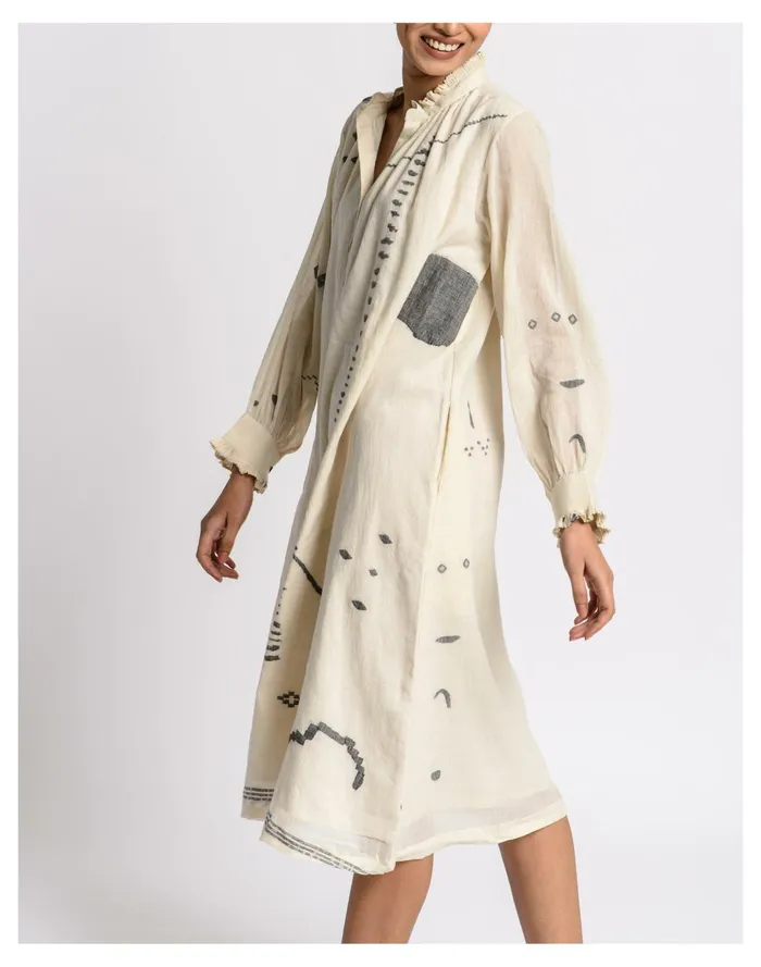 Women World Of Crow Abstract Flared Dress Off White Madewell Dresses Women World Of Crow Abstract Flared Dress Off White Madewell Dresses