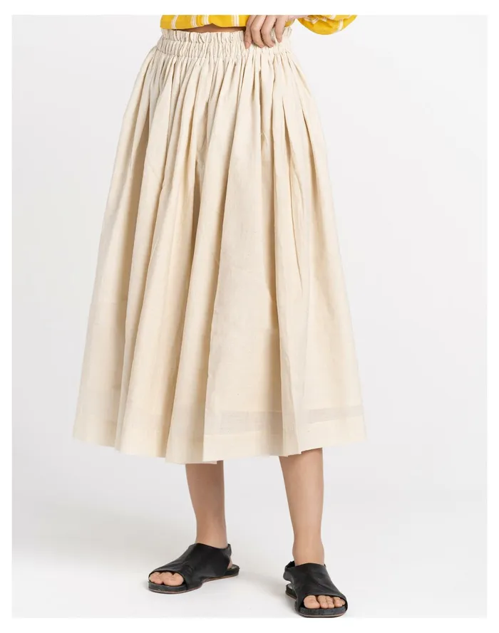 Women World Of Crow Pleated Midi Skirt In Off White Off White Madewell Skirts