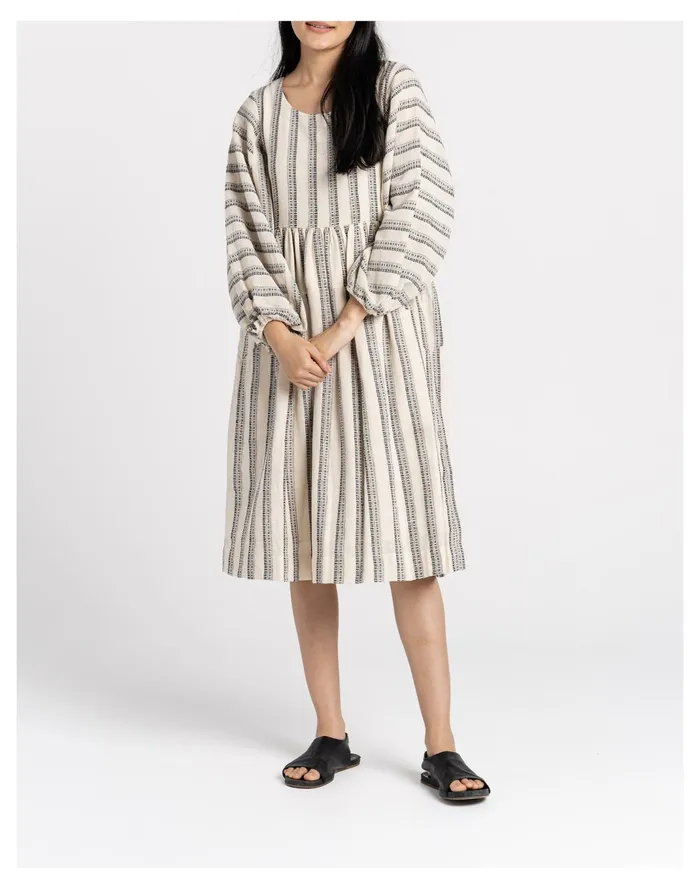 Women World Of Crow Striped Cotton Textured Dress White Madewell Dresses