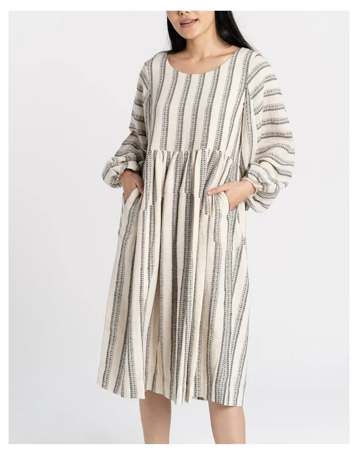 Women World Of Crow Striped Cotton Textured Dress White Madewell Dresses Women World Of Crow Striped Cotton Textured Dress White Madewell Dresses