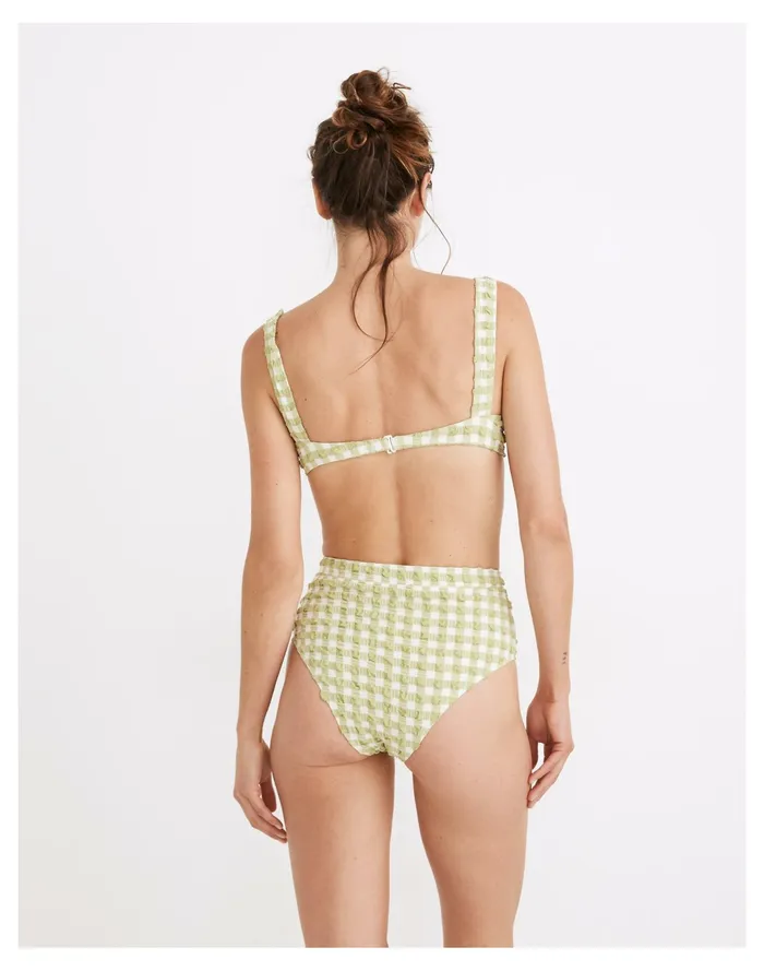 Women X Solid and Striped Lilo Bikini Top In Textured Gingham Jade Madewell Swim Women X Solid and Striped Lilo Bikini Top In Textured Gingham Jade Madewell Swim