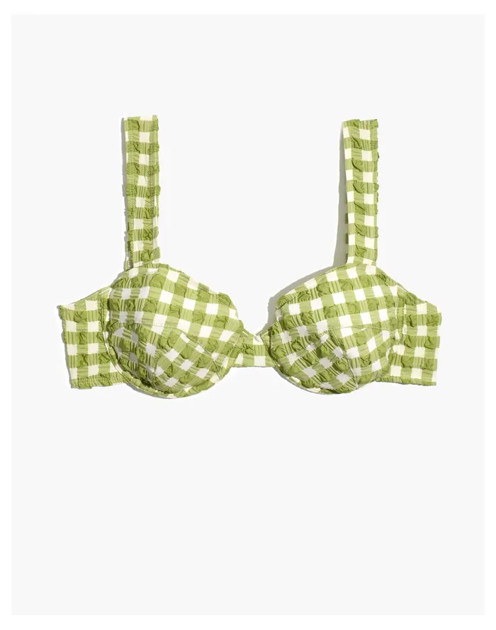 Women X Solid and Striped Lilo Bikini Top In Textured Gingham Jade Madewell Swim Women X Solid and Striped Lilo Bikini Top In Textured Gingham Jade Madewell Swim