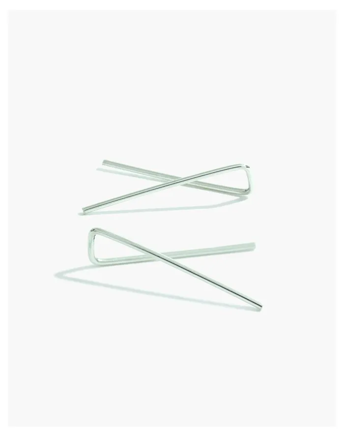 Women YEAR 901 Sterling Silver Crisscross Earrings Silver Madewell Earrings