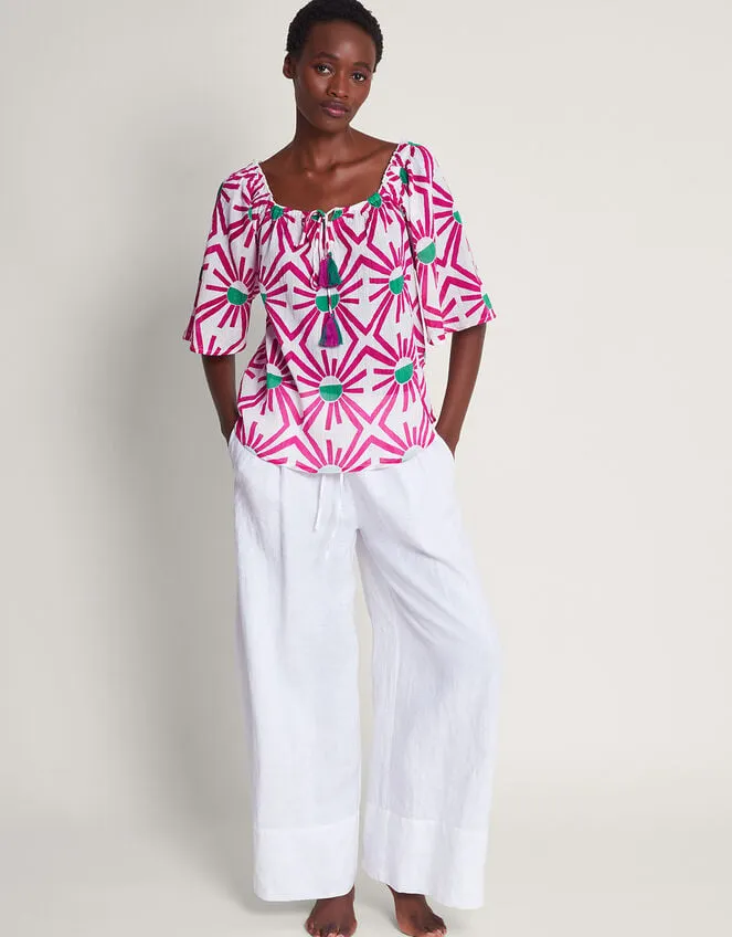 Women Zamora Geometric Print Sun Top Pink Monsoon Tops and Blouses