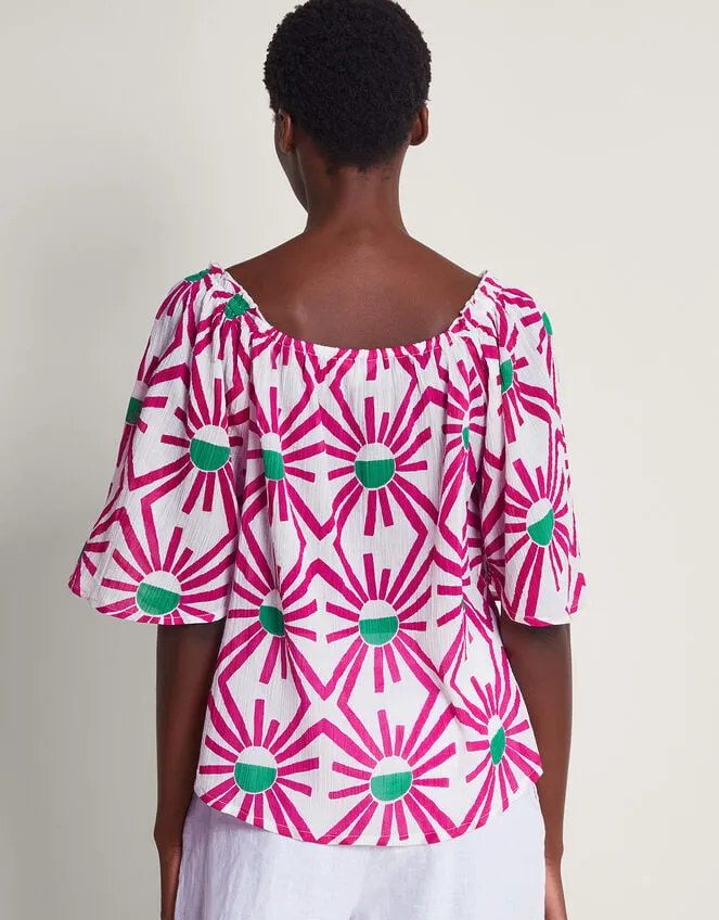 Women Zamora Geometric Print Sun Top Pink Monsoon Tops and Blouses