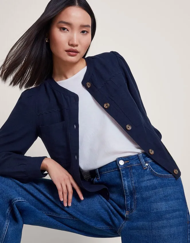Women Ziya Lightweight Jacket Blue Monsoon Linen
