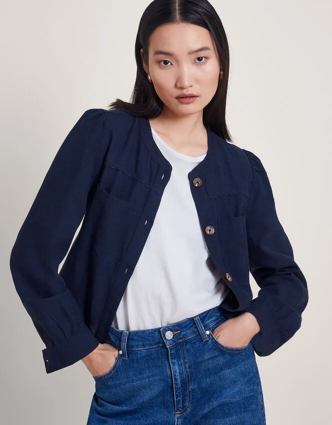 Women Ziya Lightweight Jacket Blue Monsoon Linen
