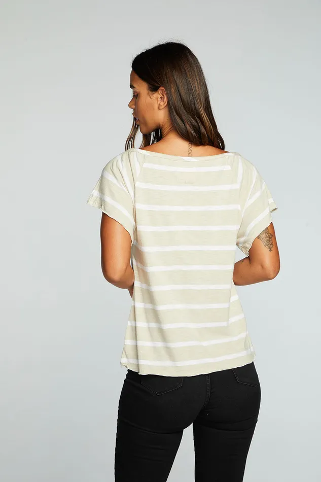 Womens Chaser Brand Gauze Jersey Short Sleeve Shirred Raglan Lake Top Tops