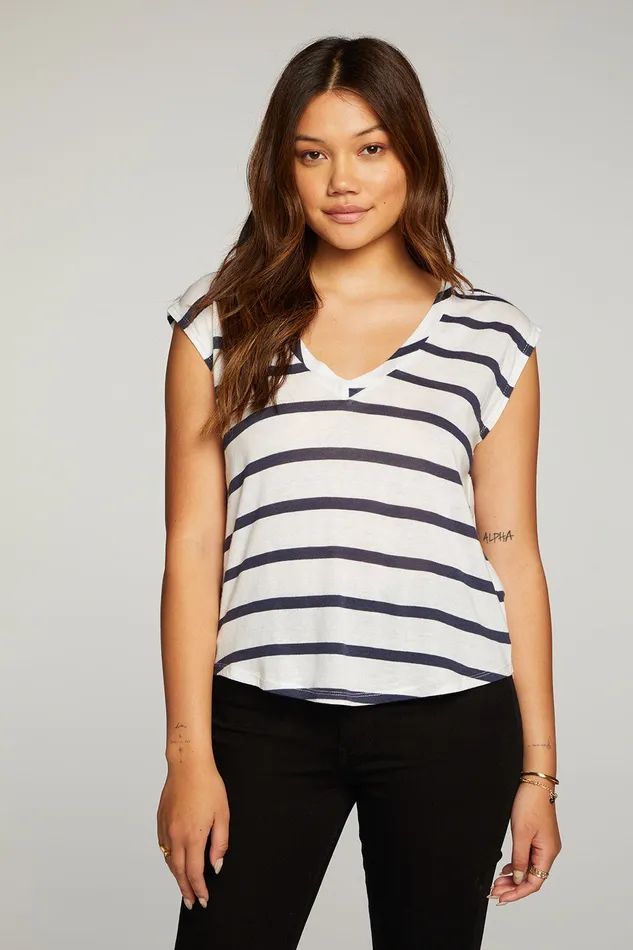 Womens Cloud Jersey Cap Sleeve Muscle Tee Tops Chaser Brand
