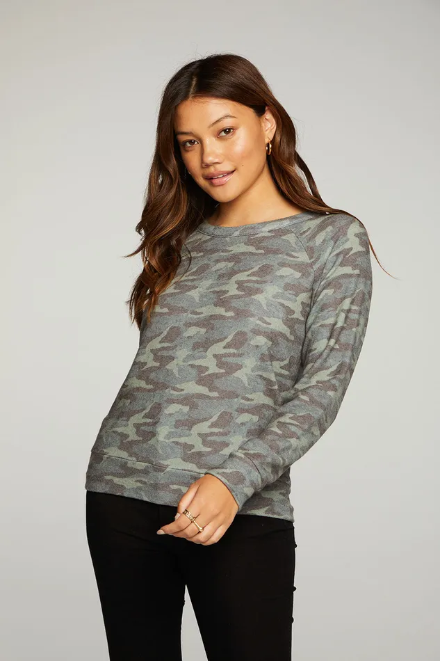 Womens rPET Bliss Knit Long Sleeve Raglan Pullover Loungewear Chaser Brand