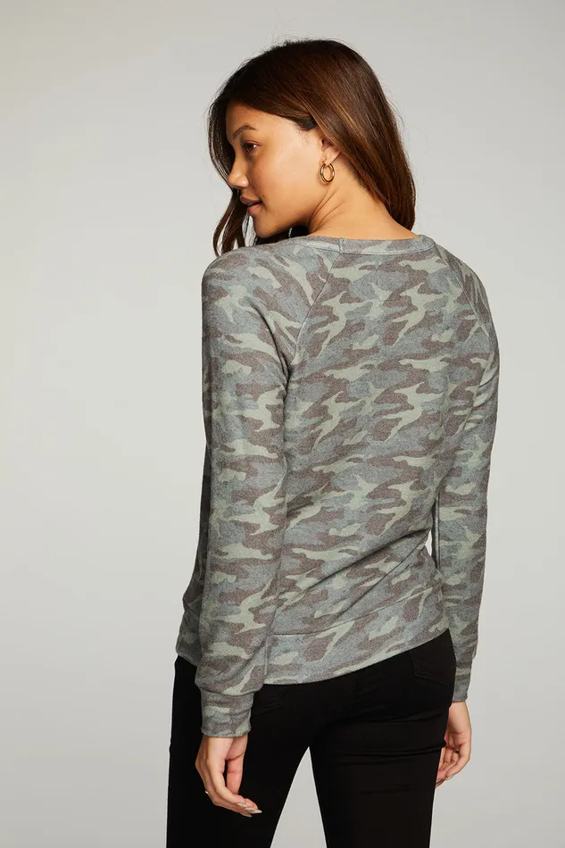 Womens rPET Bliss Knit Long Sleeve Raglan Pullover Loungewear Chaser Brand