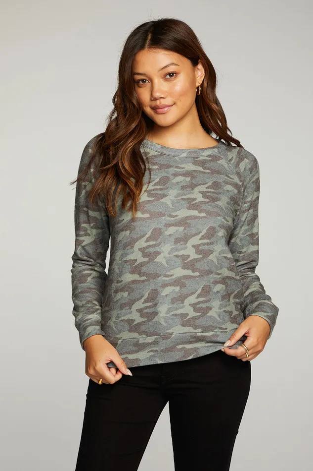 Womens rPET Bliss Knit Long Sleeve Raglan Pullover Loungewear Chaser Brand