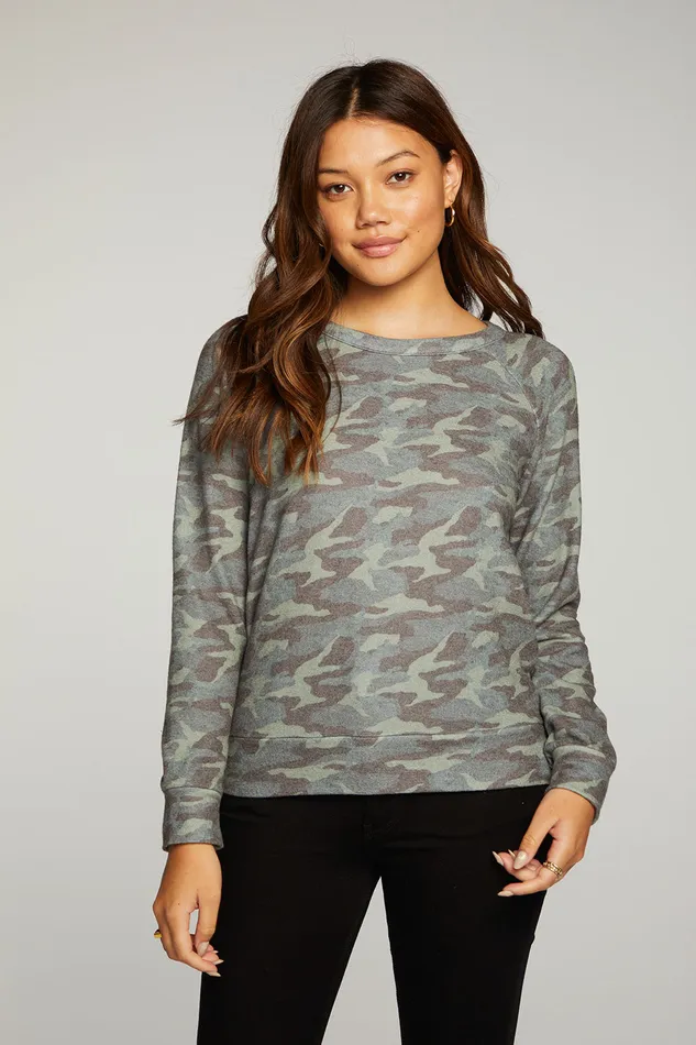 Womens rPET Bliss Knit Long Sleeve Raglan Pullover Loungewear Chaser Brand