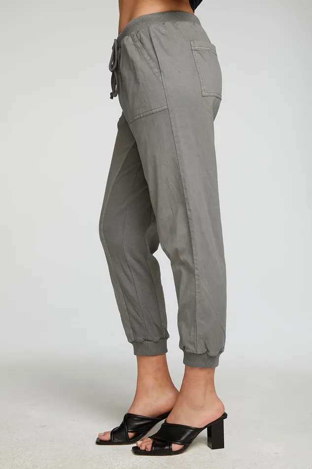Womens Stretch Twill Terry Panel Pant with Rib Bottoms Chaser Brand