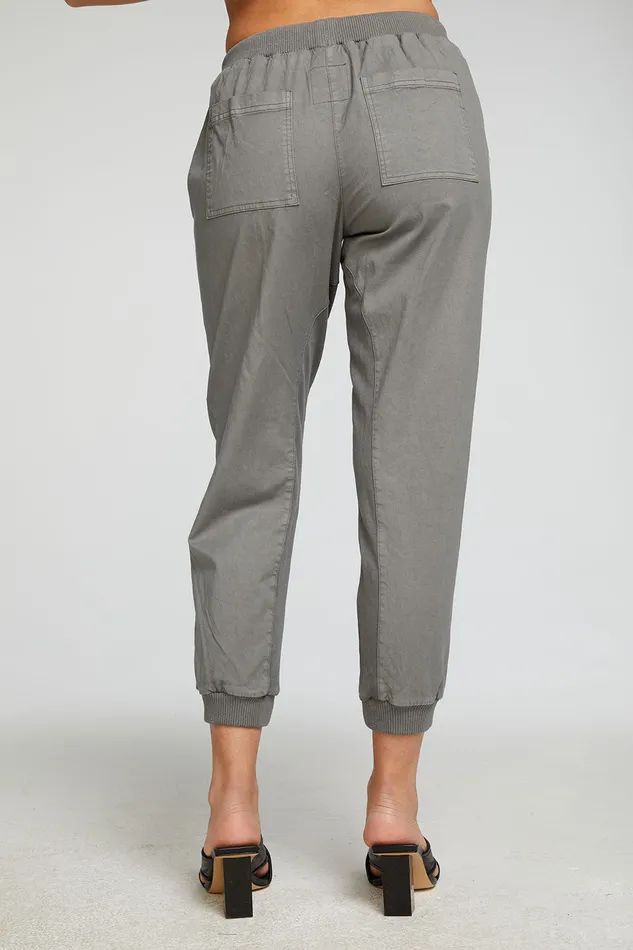 Womens Stretch Twill Terry Panel Pant with Rib Bottoms Chaser Brand