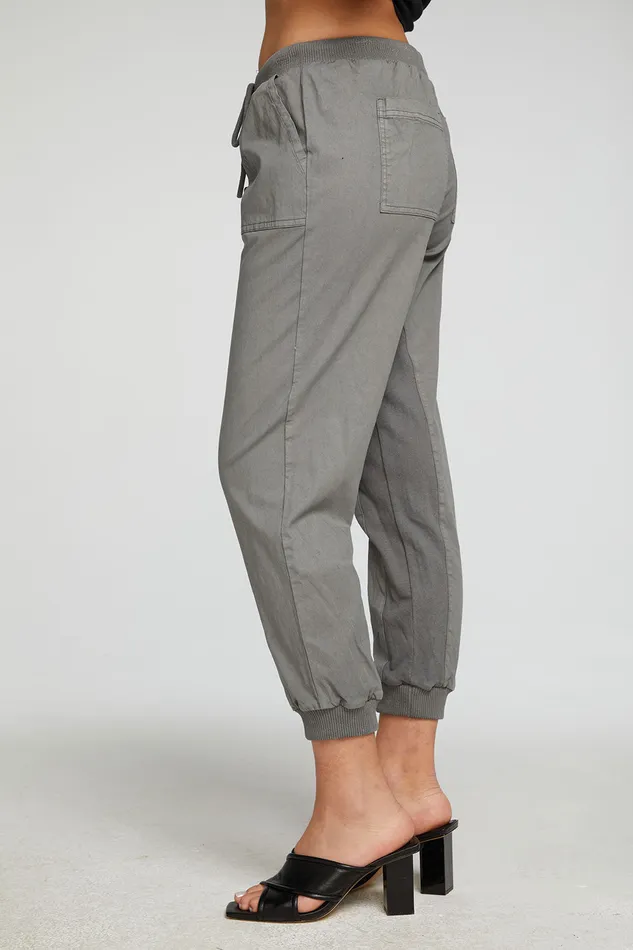 Womens Stretch Twill Terry Panel Pant with Rib Bottoms Chaser Brand