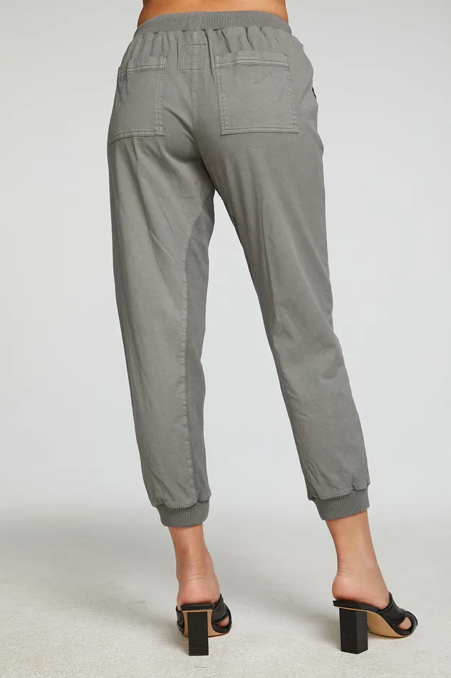 Womens Stretch Twill Terry Panel Pant with Rib Bottoms Chaser Brand