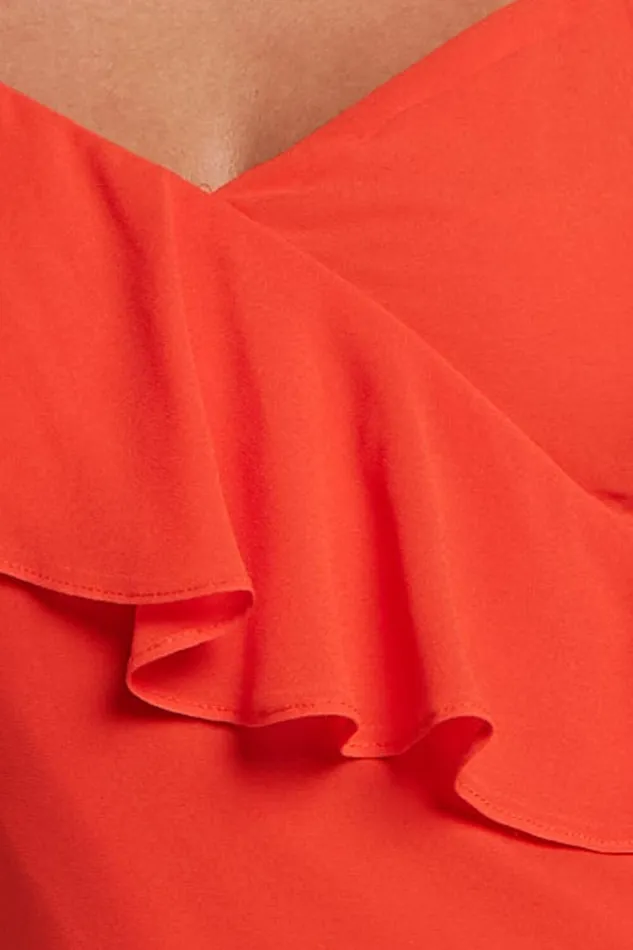 Zaria Mini Dress 8211 Asymmetric Frill Detail Mini Dress In Chili Women Showpo Dresses