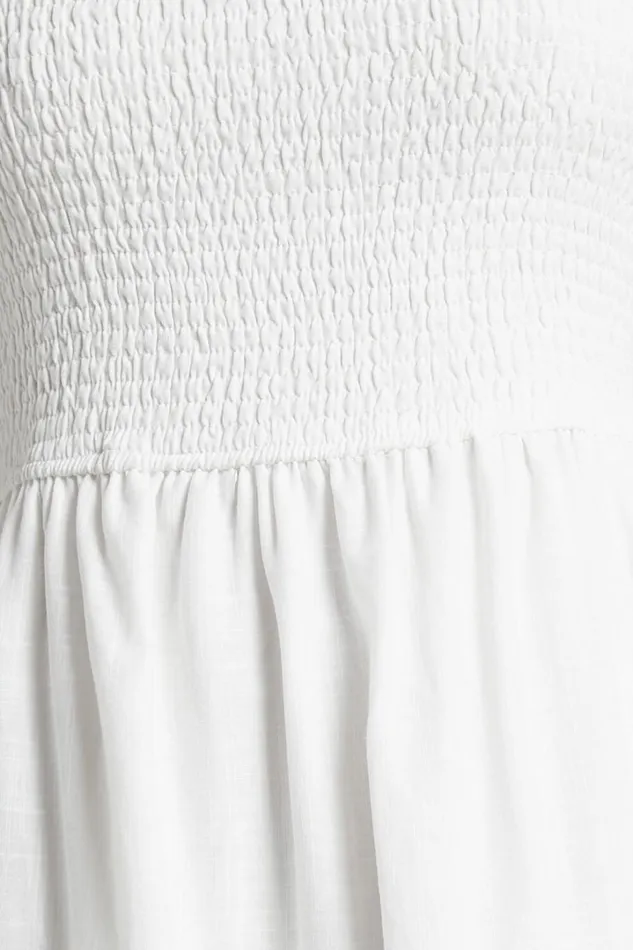 Zoe Midi Dress 8211 Strapless Shirred Bodice Tiered Dress In White Women Showpo Conscious